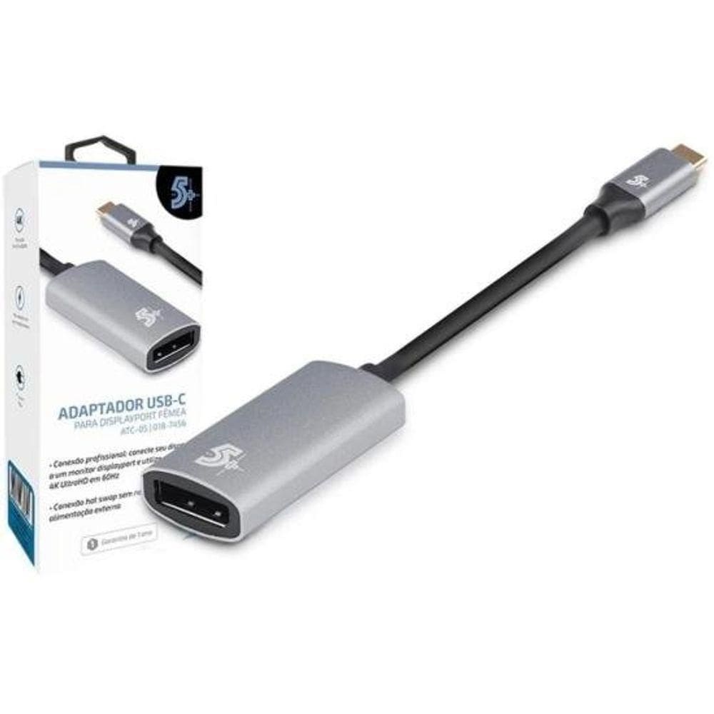 Adaptador Usb-c Para Dispalyport Femea 4k 60hz 5+. - Produto Queridinho!