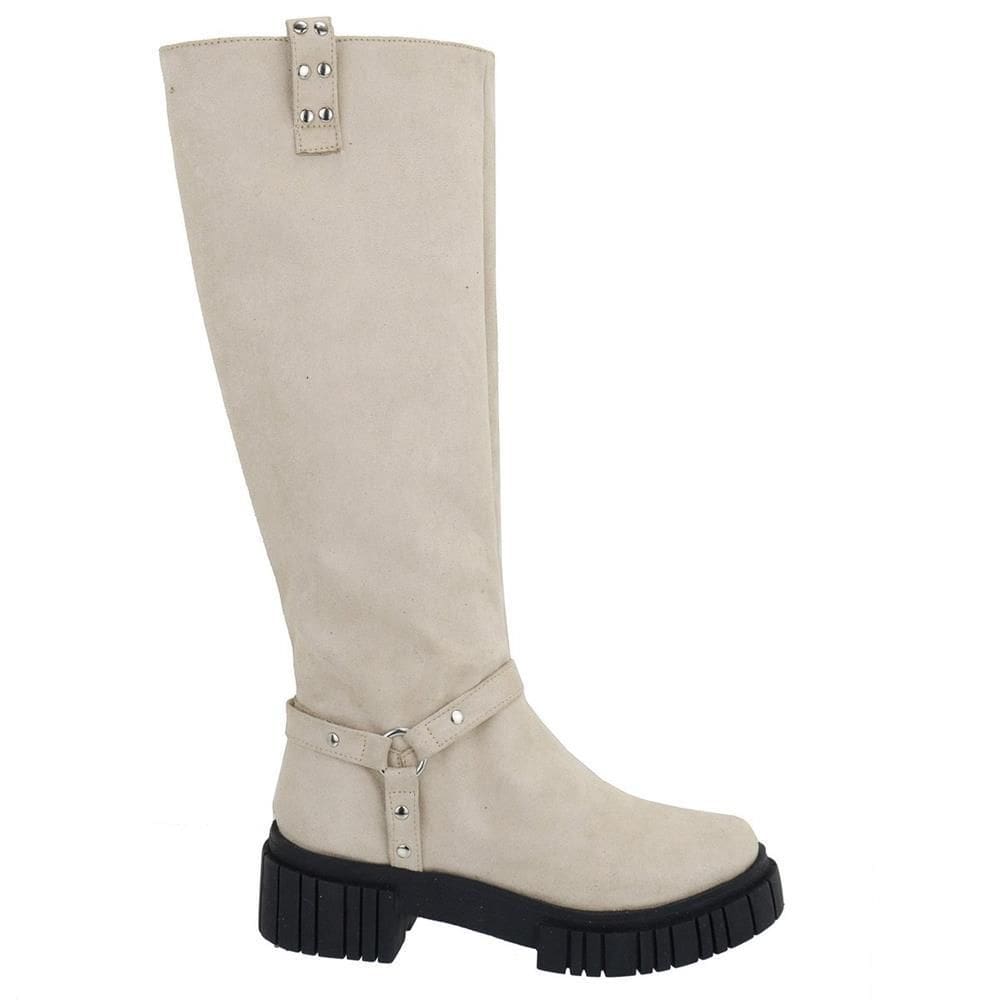 Bota Feminina Montaria Biker Cano Alto Salto Baixo