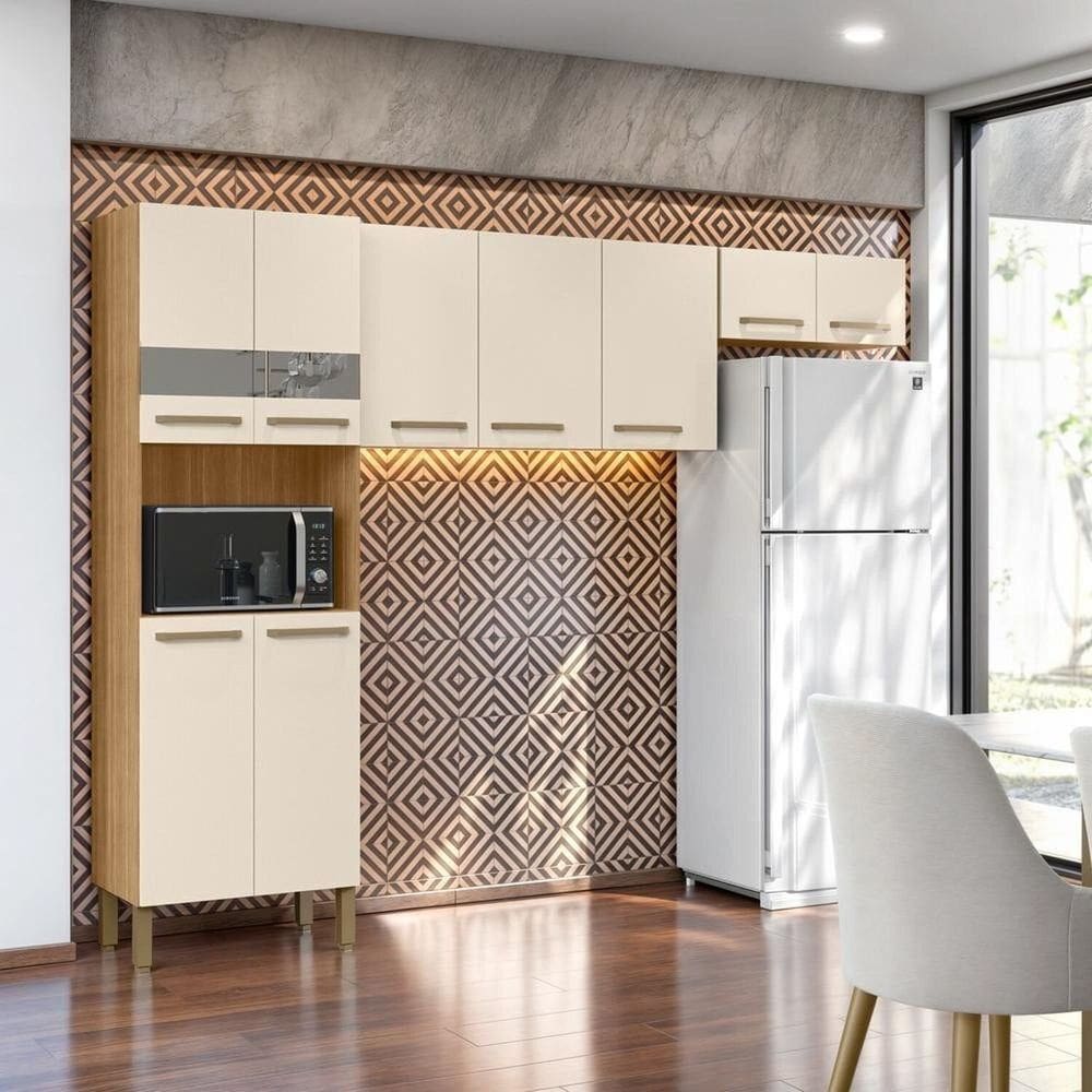 Cozinha Compacta 9 Portas Nala Plus Freijó / Soft