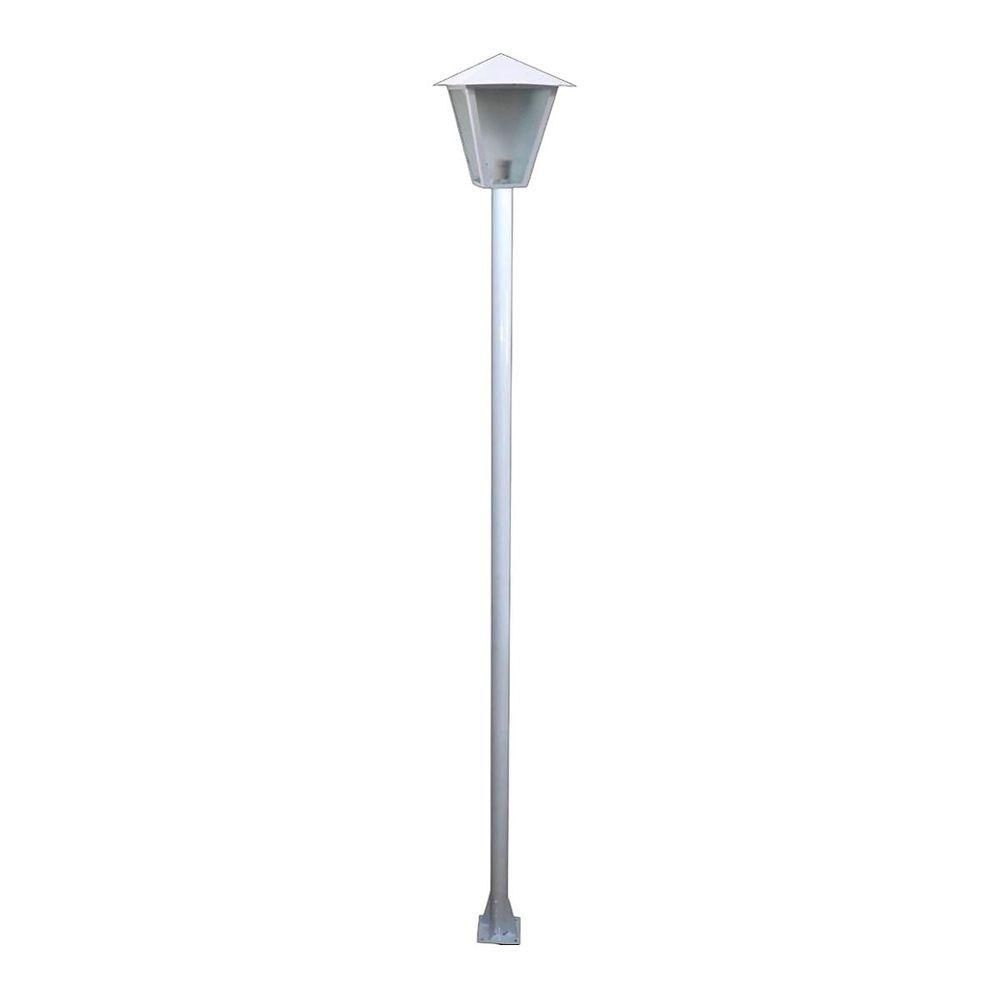 Poste E Luminária Colonial Romana De Jardim Branco 200cm