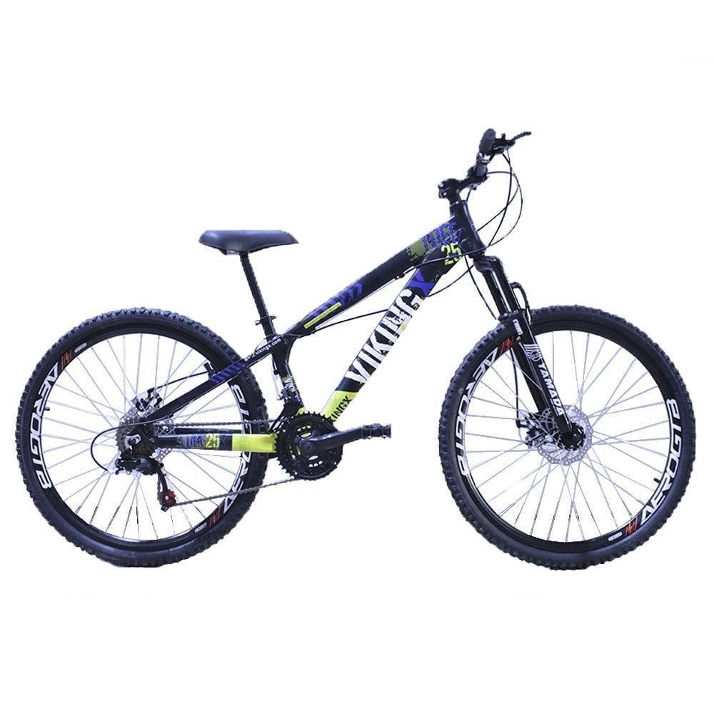 Bicicleta Viking X Tuff 25/30 Aro 26 Freio A Disco 21v Cambios Importados Preto Amarelo