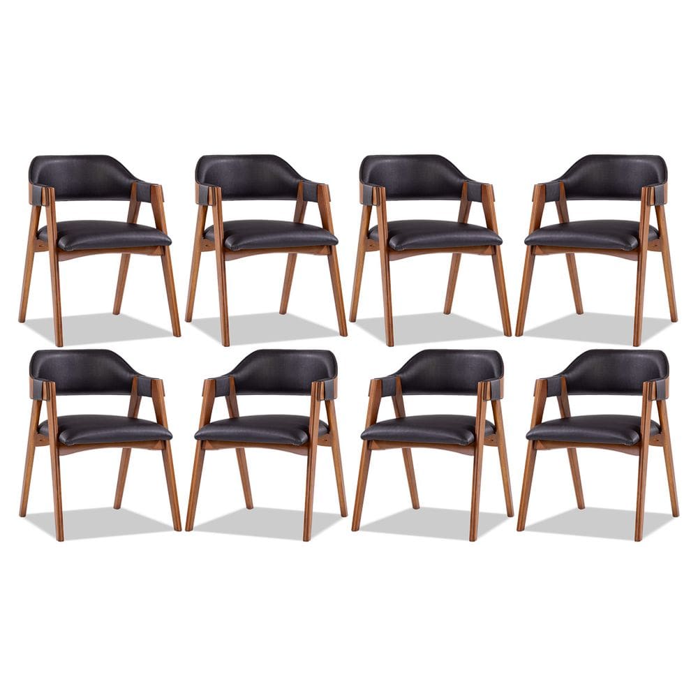 Kit 8 Cadeiras para Mesa de Jantar Lua com Estofado Impermeável Facto Preto L72