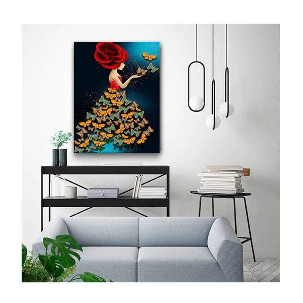 Quadro Arte Conceito Butterfly Mistress C- Moldura Preta Tamanho 100 X 70cm