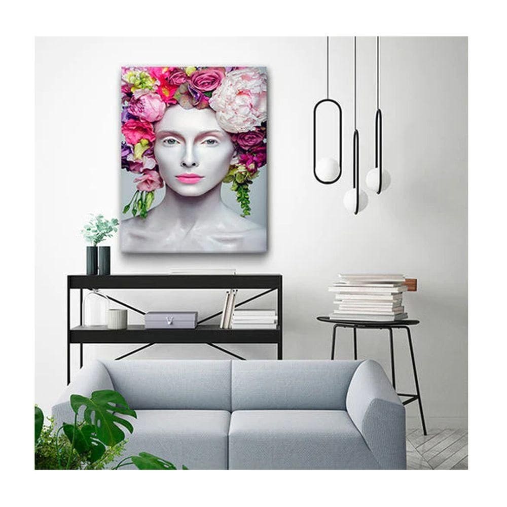 Quadro Arte Conceito Beautiful Flower Queen C- Moldura Marrom e Vidro Tamanho 100 X 70cm
