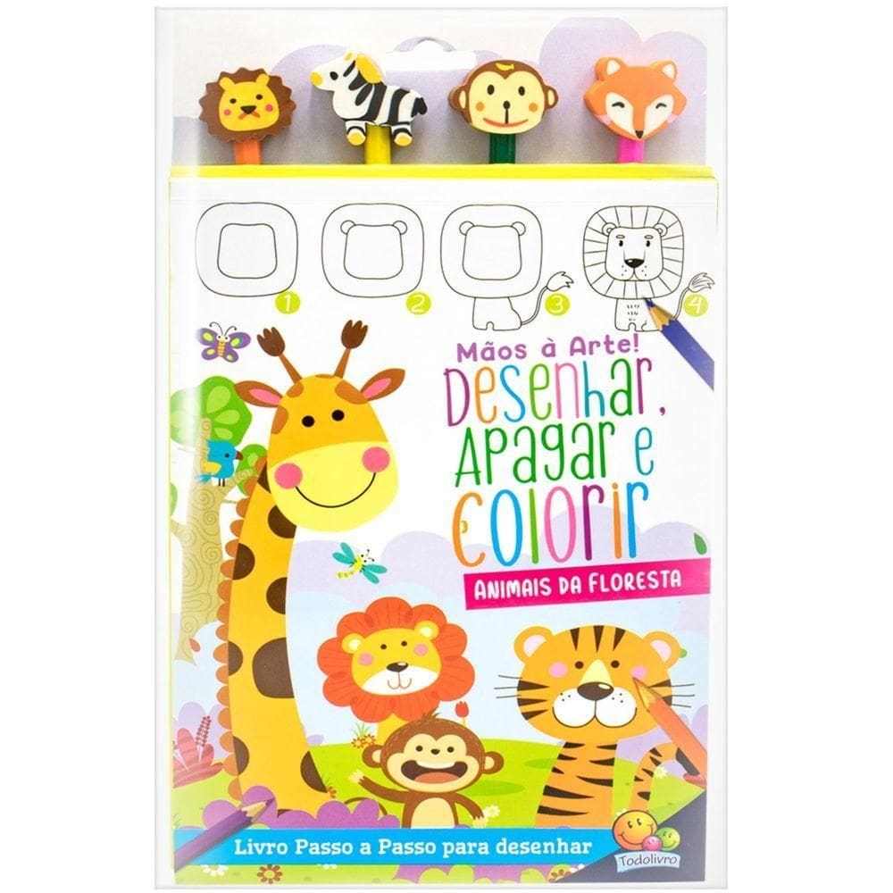 Livro Mãos A Arte Desenhar Apagar E Colorir - Todolivro - Animais Da Floresta