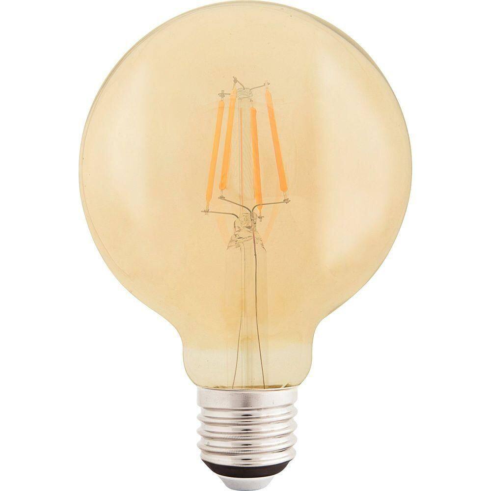 Lâmpada Led De Filamento Tramontina G95 4k 2200k Luz Amarela Vidro âmbar Tramontina