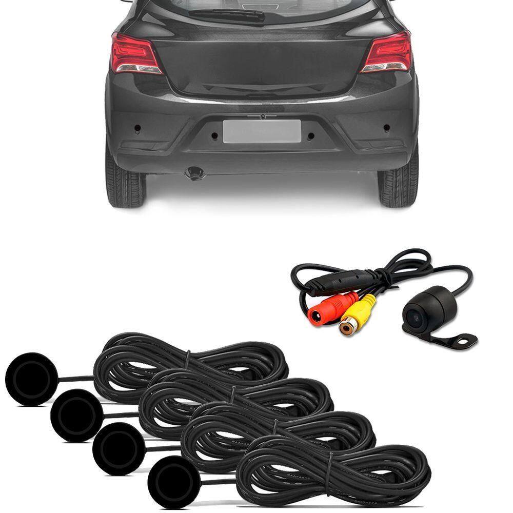 Sensor De Estacionamento 4 Pontos Com Camera De Ré Preto Roadstar Rs330br