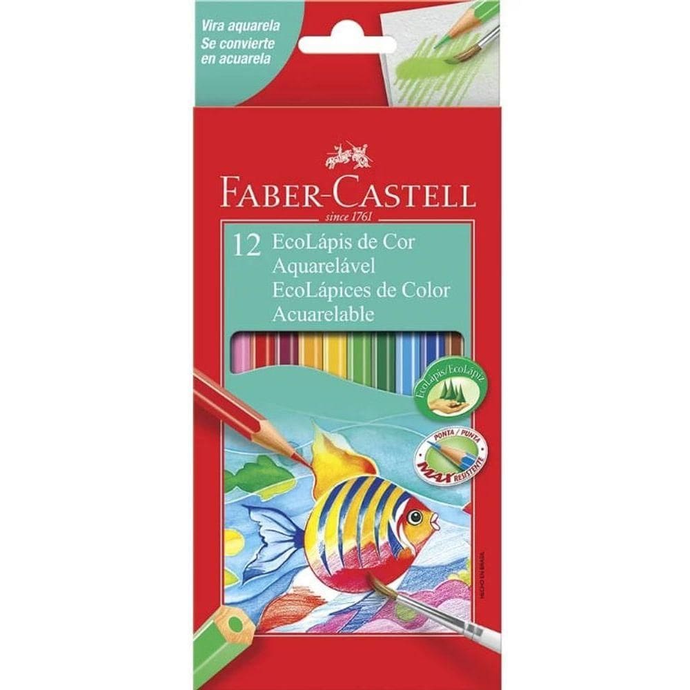 Lápis De Cor Ecolápis Aquarelável 12 Cores - Faber-castell