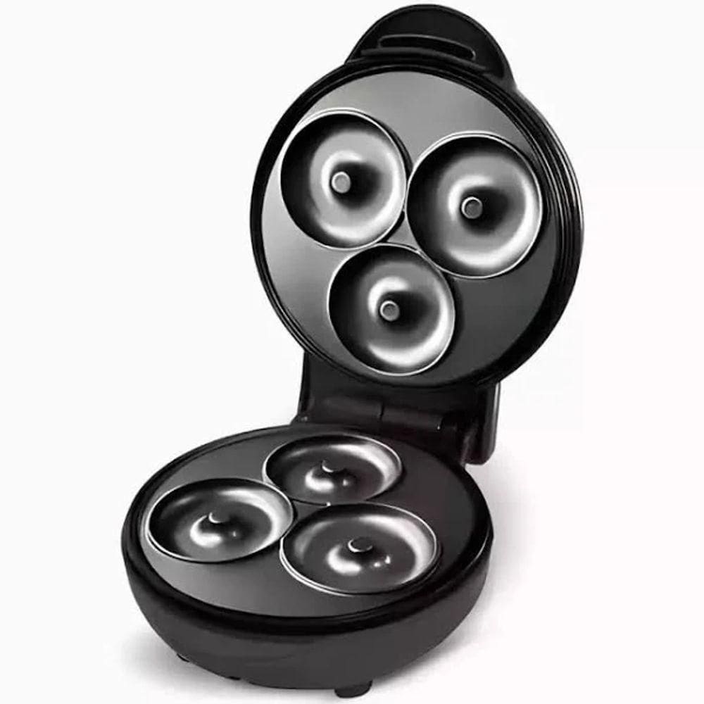 Máquina De Donuts Mini Preta - Faz 3 Rosquinhas - 110V