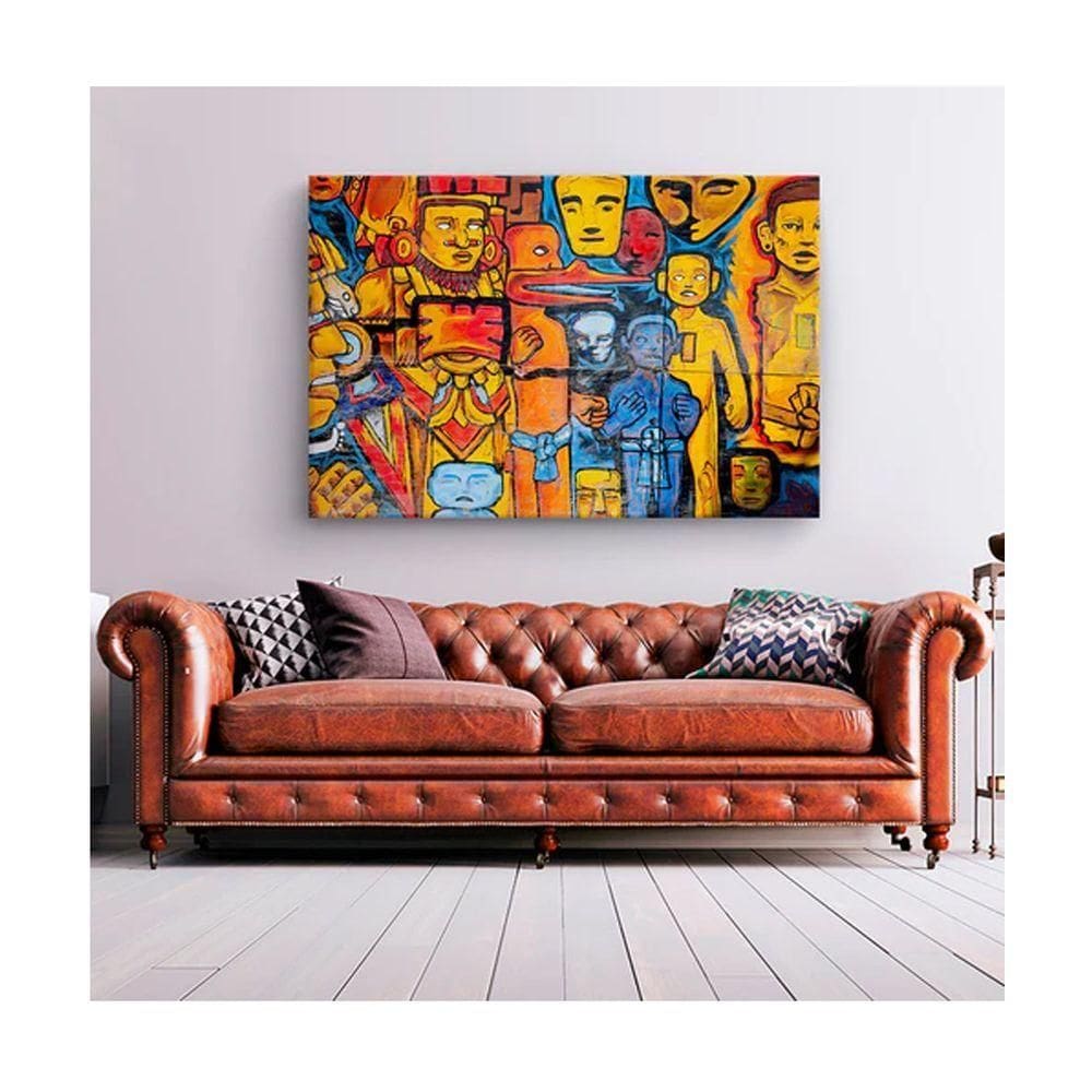 Quadro Abstratos e Geometricos Art Funky C- Moldura Dourada Tamanho 100 X 70cm