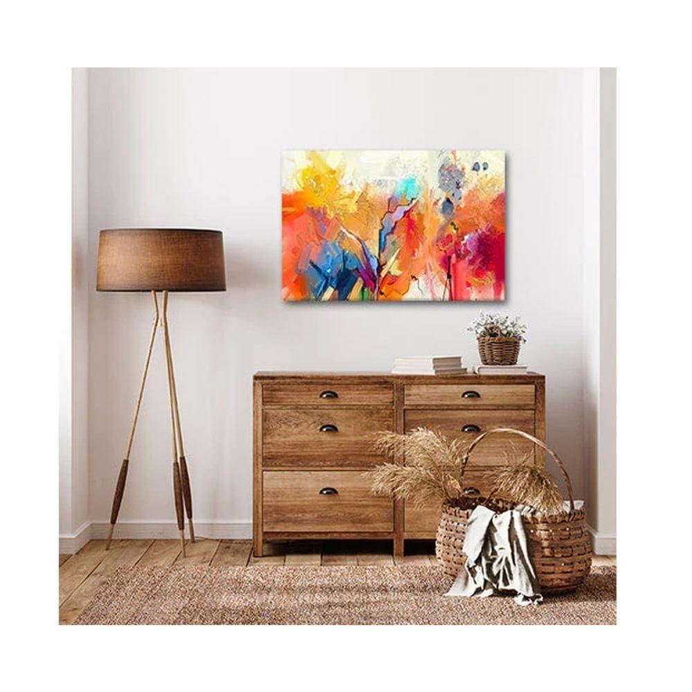Quadro Abstrato Brush Stroke C- Moldura Preta e Vidro Tamanho 90 X 60cm