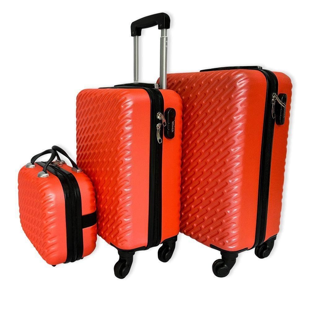 Kit De 3 Malas De Viagem - Práticas E Estilosas Para Viagens Cor:salmão