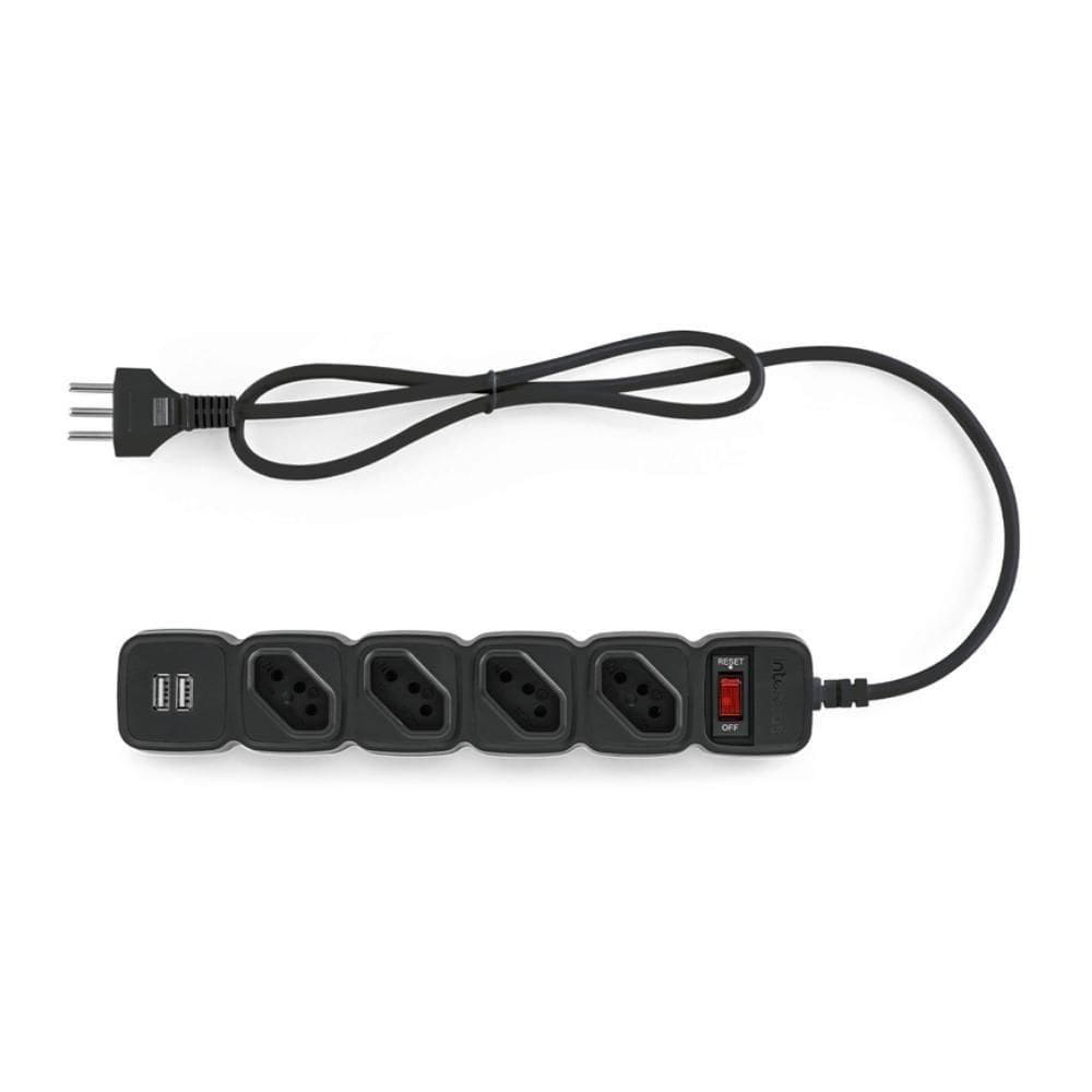 Protetor Eletrico Intelbras Epe204 4 Tomadas 2 Usb com produção na cor Preto