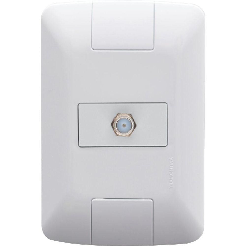 Conjunto Placa Com Tomada Tv Sat Aria Branca - Tramontina