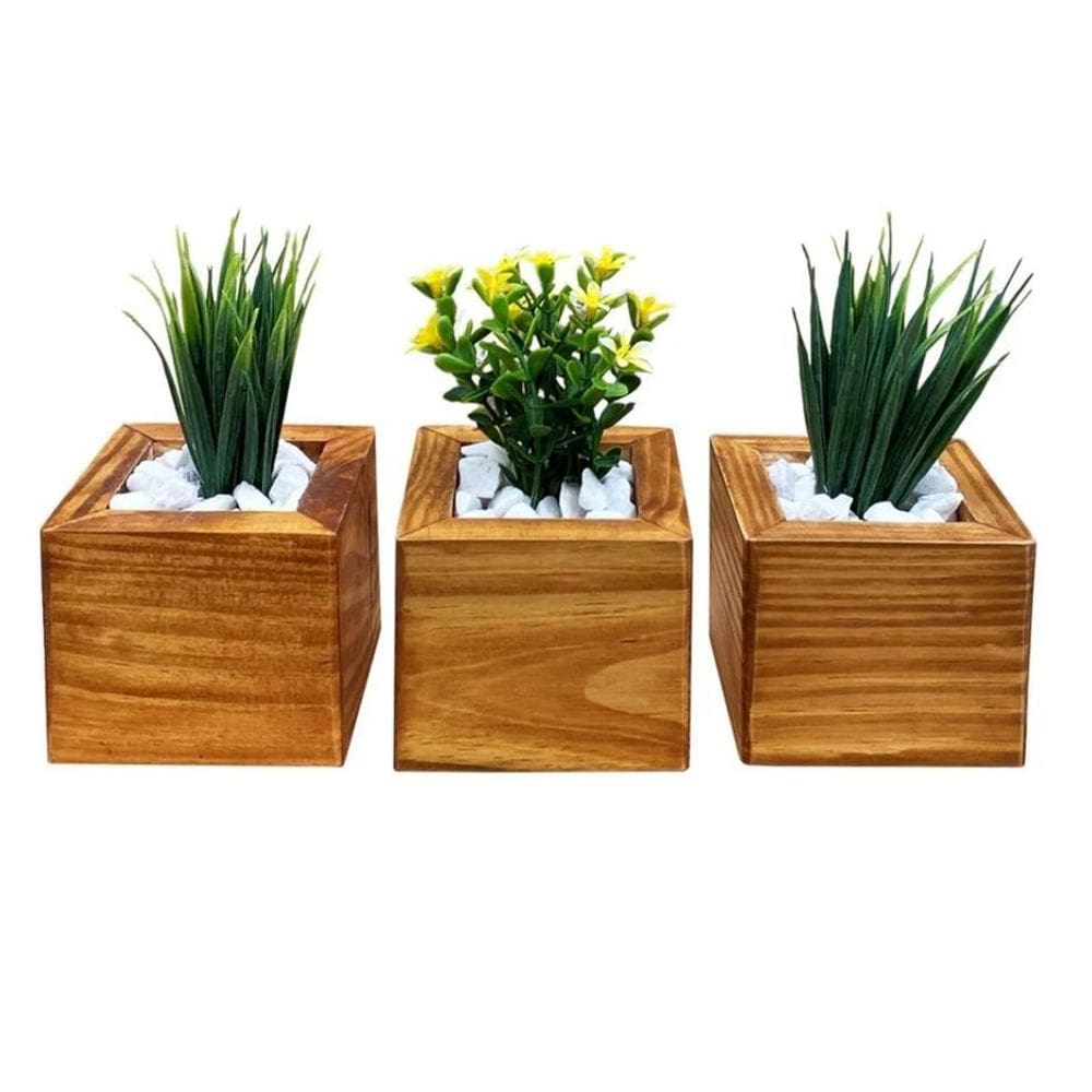 Vasos Com Plantas 3 Unidades Casa Home Sala