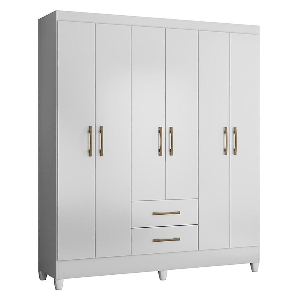 Guarda Roupa Casal Panamá 6 Portas E 2 Gavetas Branco - Moval