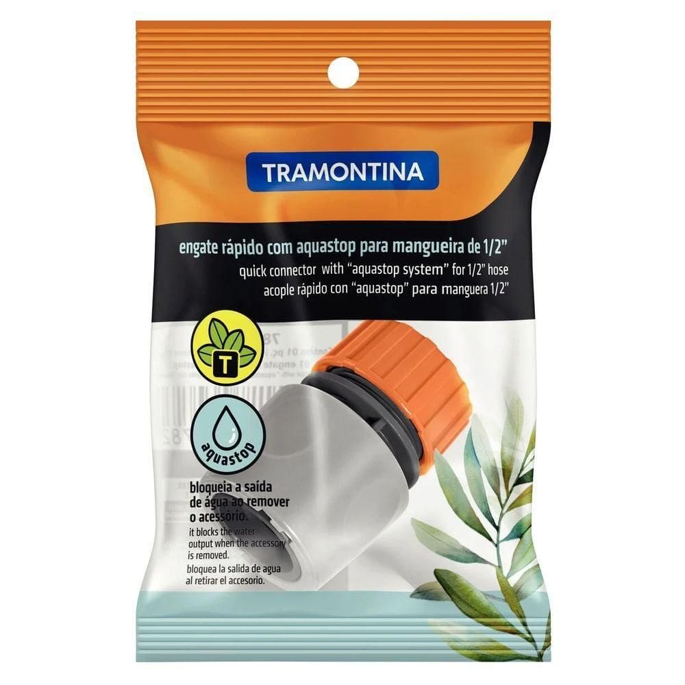 Engate Rapido Com Aquastop Para Mangueira 1-2 - Tramontina