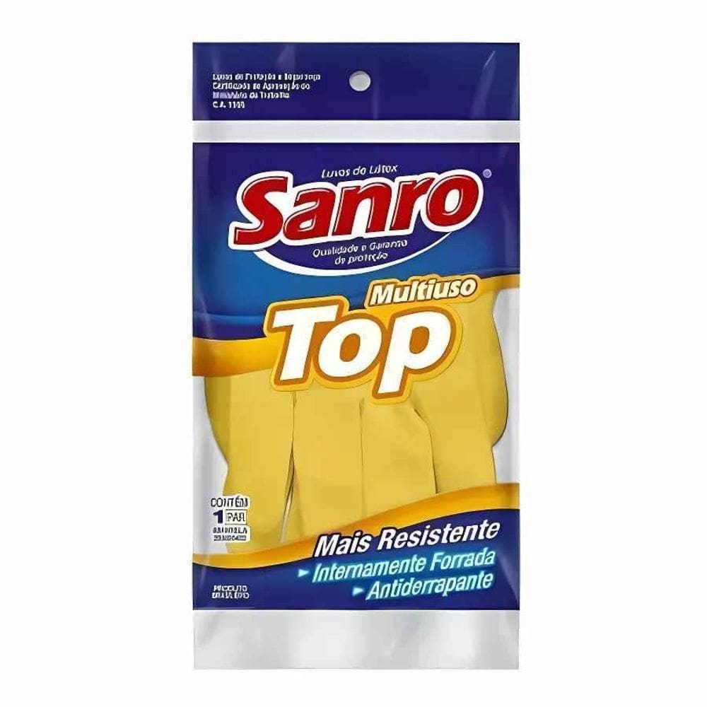 Luva Sanro Antiderrapante Amarela Media