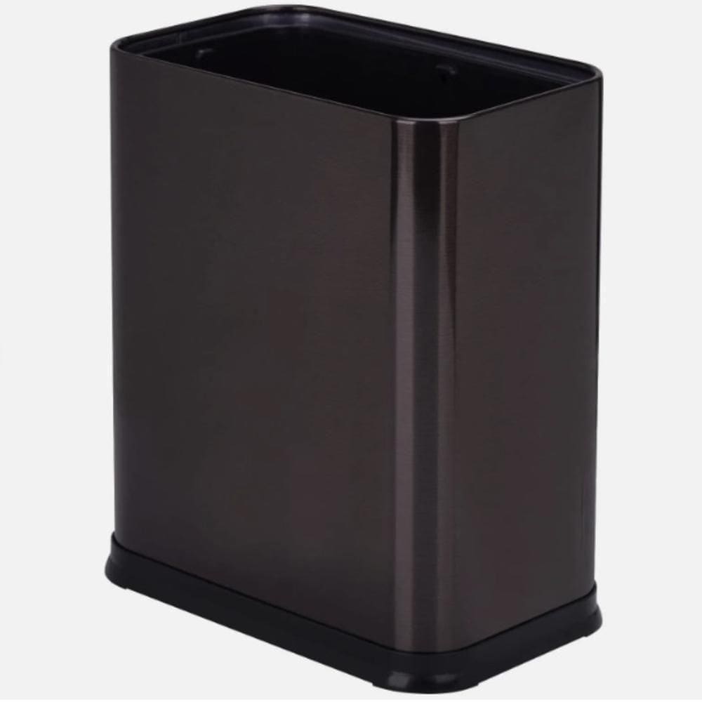Lixeira Escritorio Inox Preta 10 Litros Cesto Lixo 10l Aberto Black Aro Banheiro Cozinha Sem Tampa Luxo