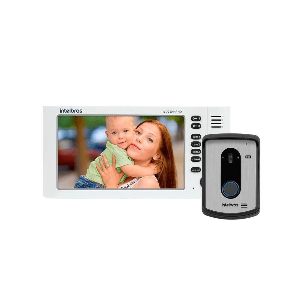 Kit Videoporteiro Intelbras Iv 7010 Hf Hd Branco Interfone Com Câmera Hd