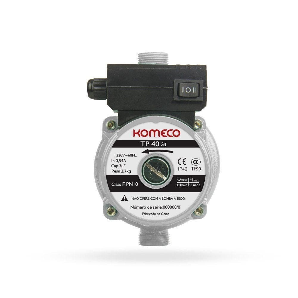 Minibomba De Água Pressurizador TP40 Komeco G4 Ferro 127V