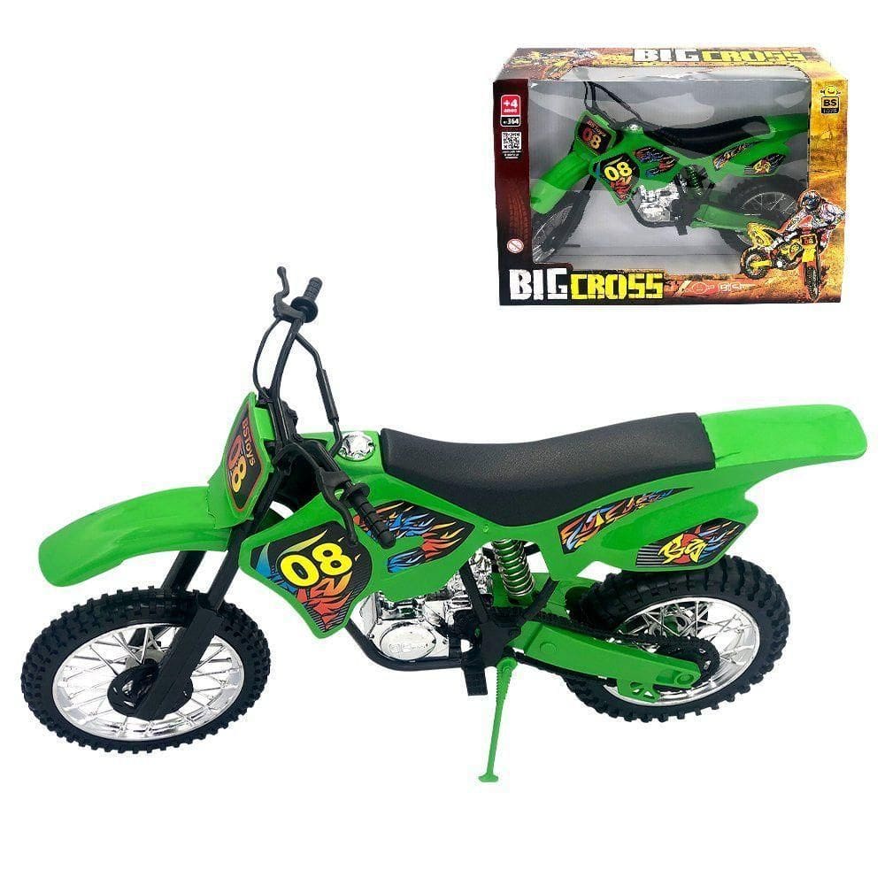 Moto De Motocross De Brinquedo Com Apoio Cor:verde