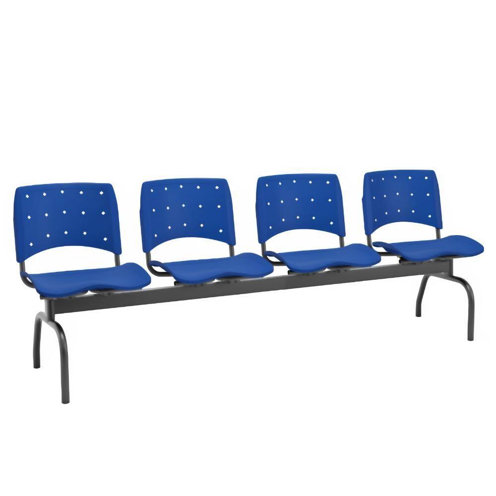 Longarina Ergoplax 4 Lugares Azul - Plaxmetal