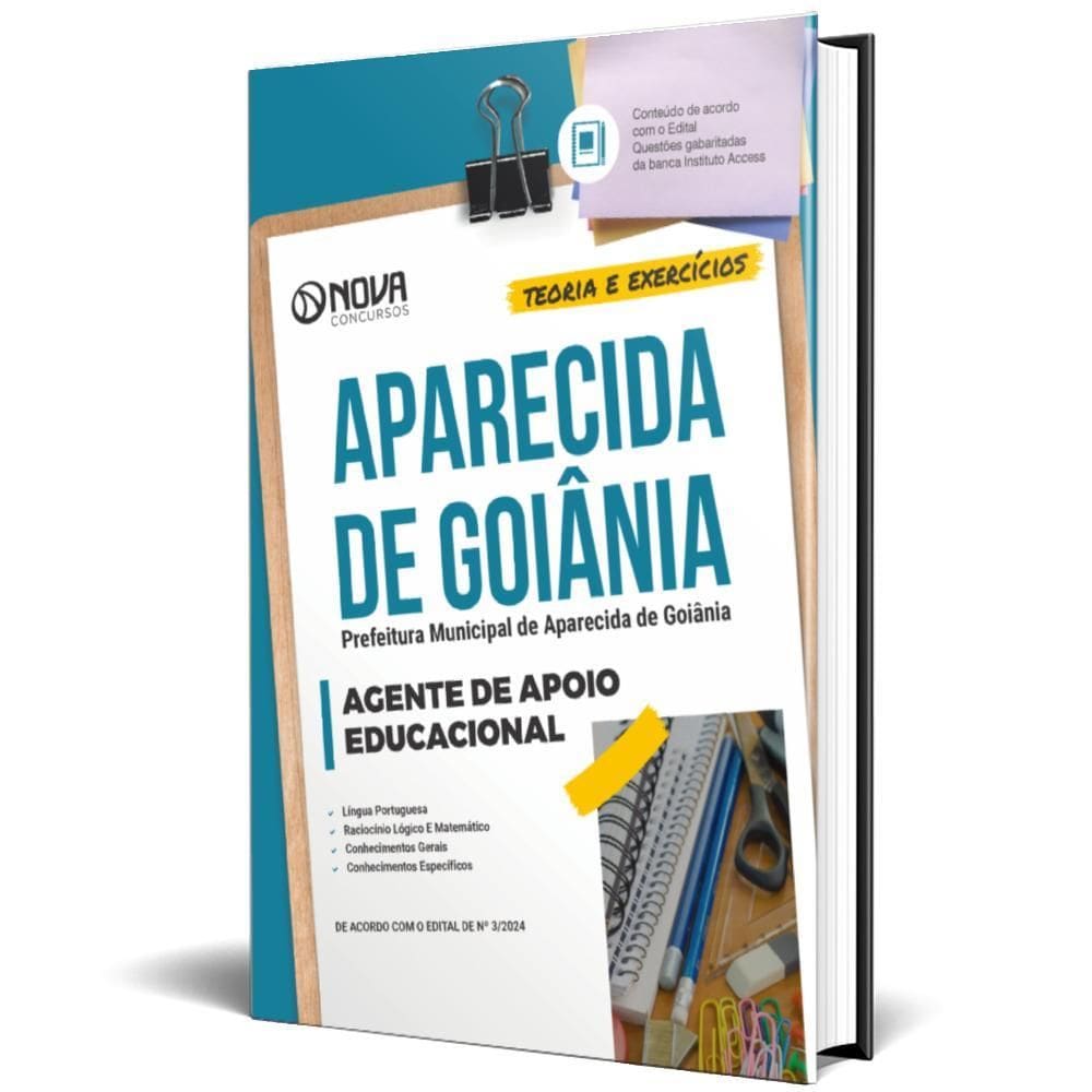 Apostila Prefeitura Aparecida Goiânia Go 2024 Agente Apoio