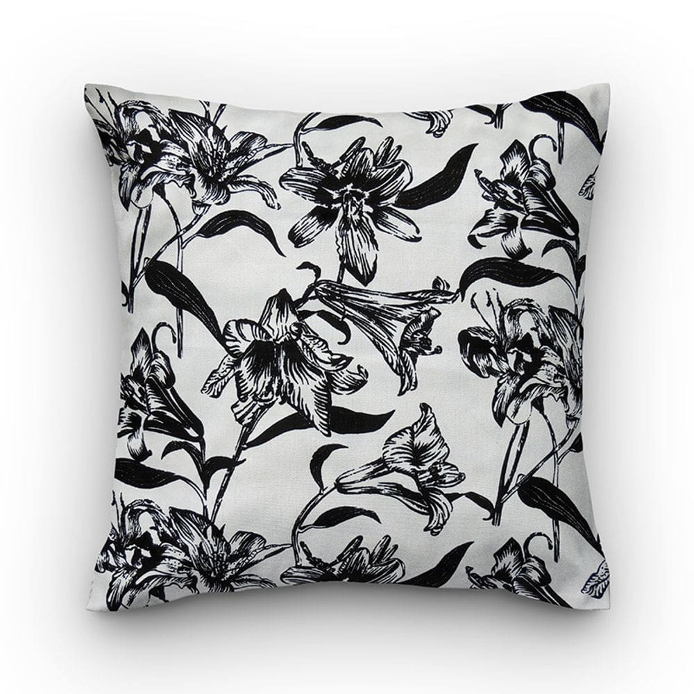 Capa de almofada VivaIN estampa floral preta