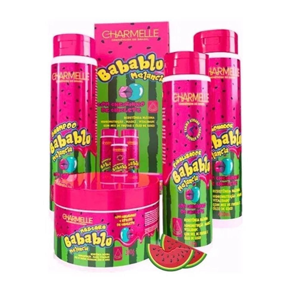 Kit Capilar 4 Unidades Babablu Melancia Charmelle Cabelo Hidratação