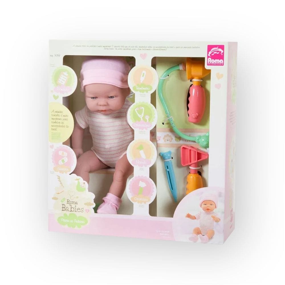 Boneca Roma Babies Primeira Visita ao Pediatra - 33cm