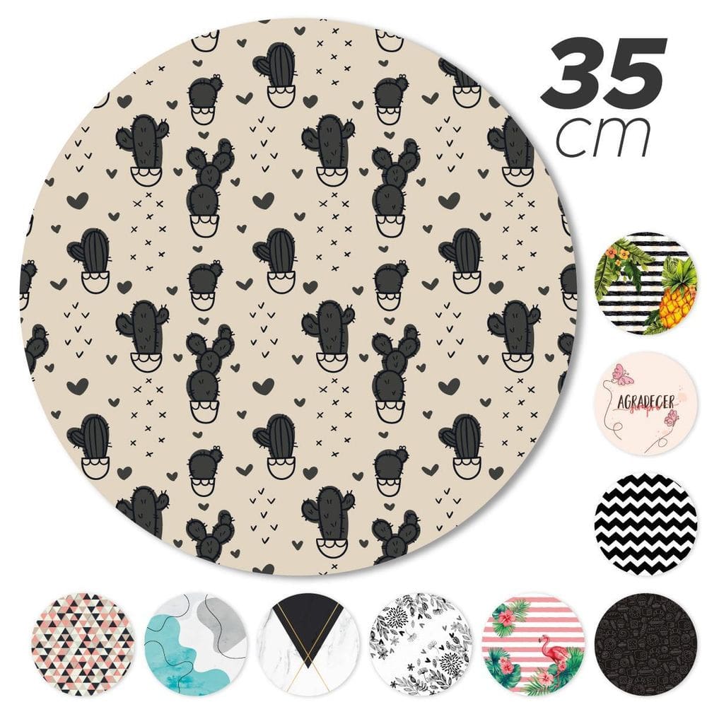 Kit 2 Peças Jogo Americano Base Redonda Mdf Sousplat Cactos