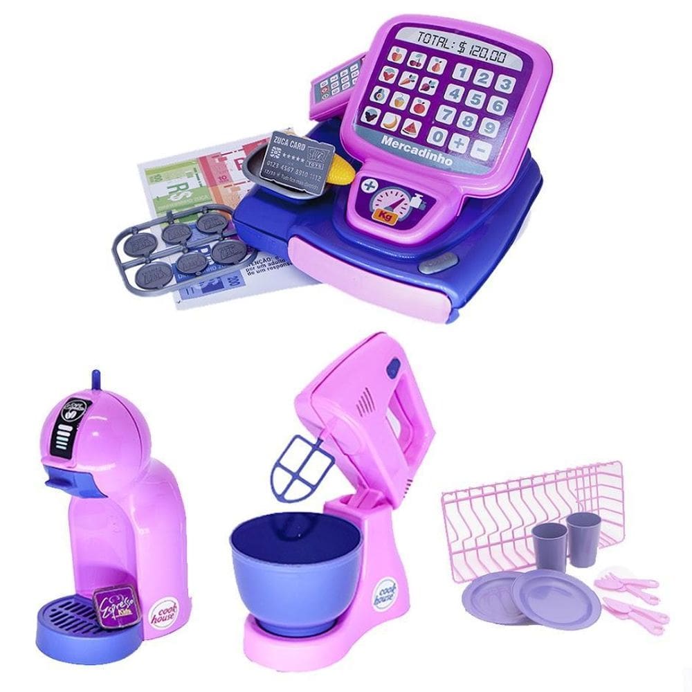 Kit Prato Copo Expresso Cafeteira Bolo Brinquedo Menina 25P