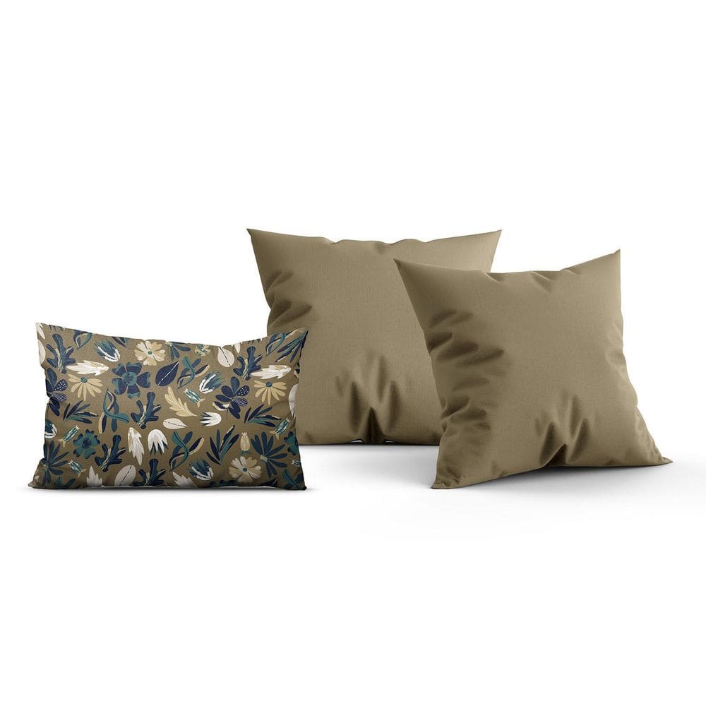 Kit Almofadas Decorativas Estampada Retangular Marrom