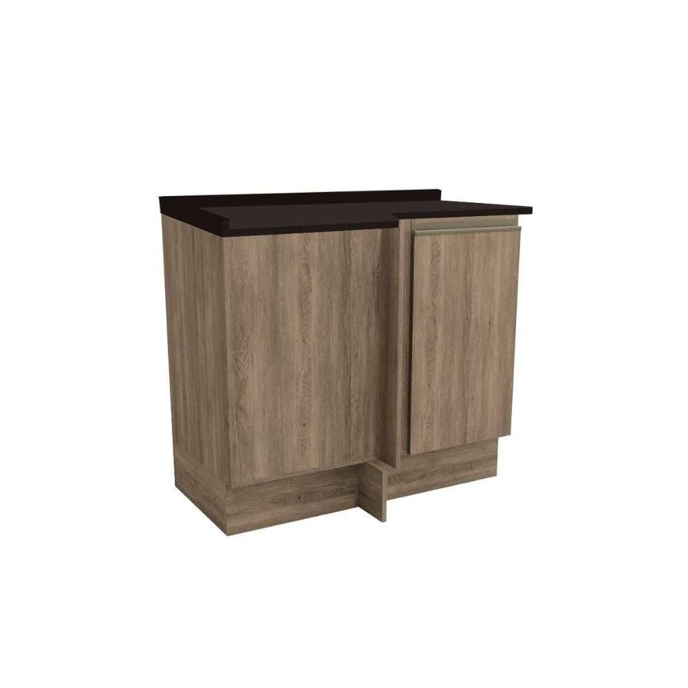 Balcão de Cozinha Maxxi G748 Canto Reto 1 Porta c/Tampo 80cm Nogal/Preto - Kappesberg