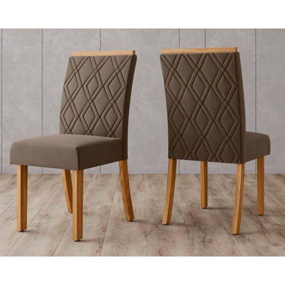 Kit 2 Cadeiras Sala Jantar Vita 2 Un Nature/Suede Marrom - Henn