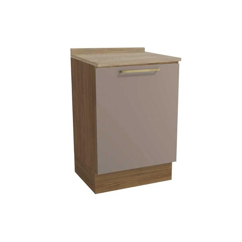 Balcão Cozinha p/ Cooktop c/ Tampo Botanic M629 c/ 1 Porta 60cm Nogueira/Fendi/Nogueira - Kappesberg