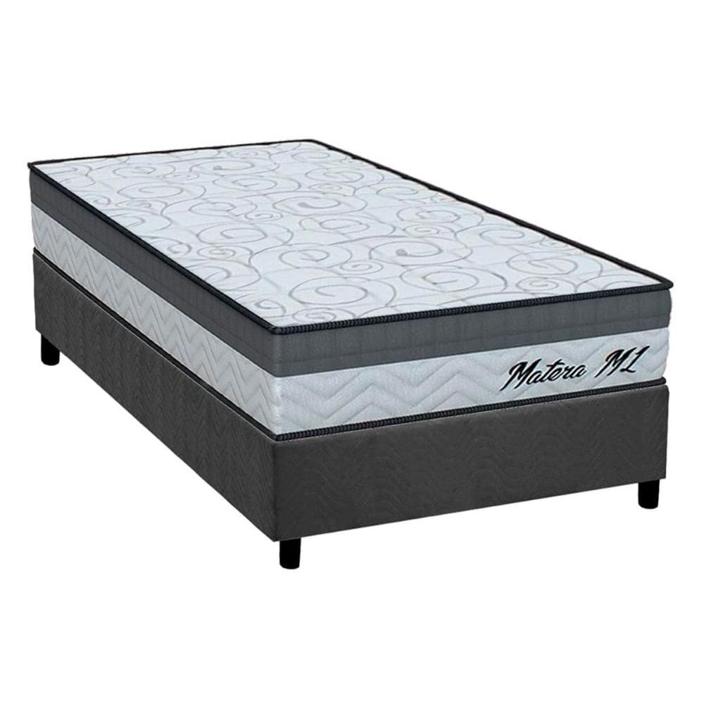 Cama Box Solteiro: Colchão Ortopédico Orthoflex D33 Matera ML + Base CRC Suede Gray (78x188)