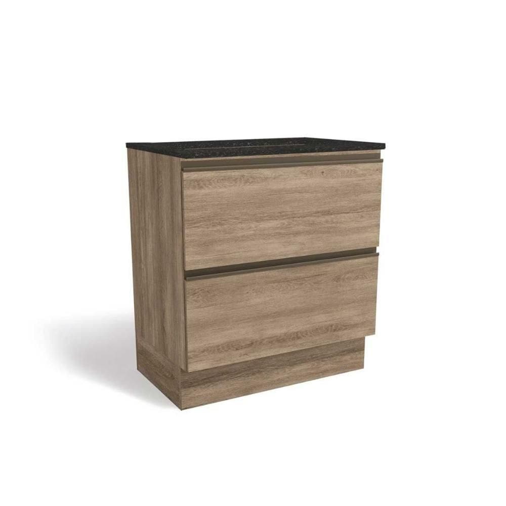 Balcão de Cozinha p/ Cooktop c/ Tampo Maxxi G755 c/ 2 Gavetas 80cm Nogal/Preto Brilho - Kappesberg