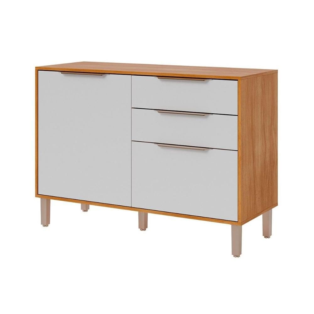 Gabinete de Cozinha Modulado Balcão c/ Tampo Divina c/ 2 Portas e 2 Gavetas 120 cm Cinamomo/Branco - MGM