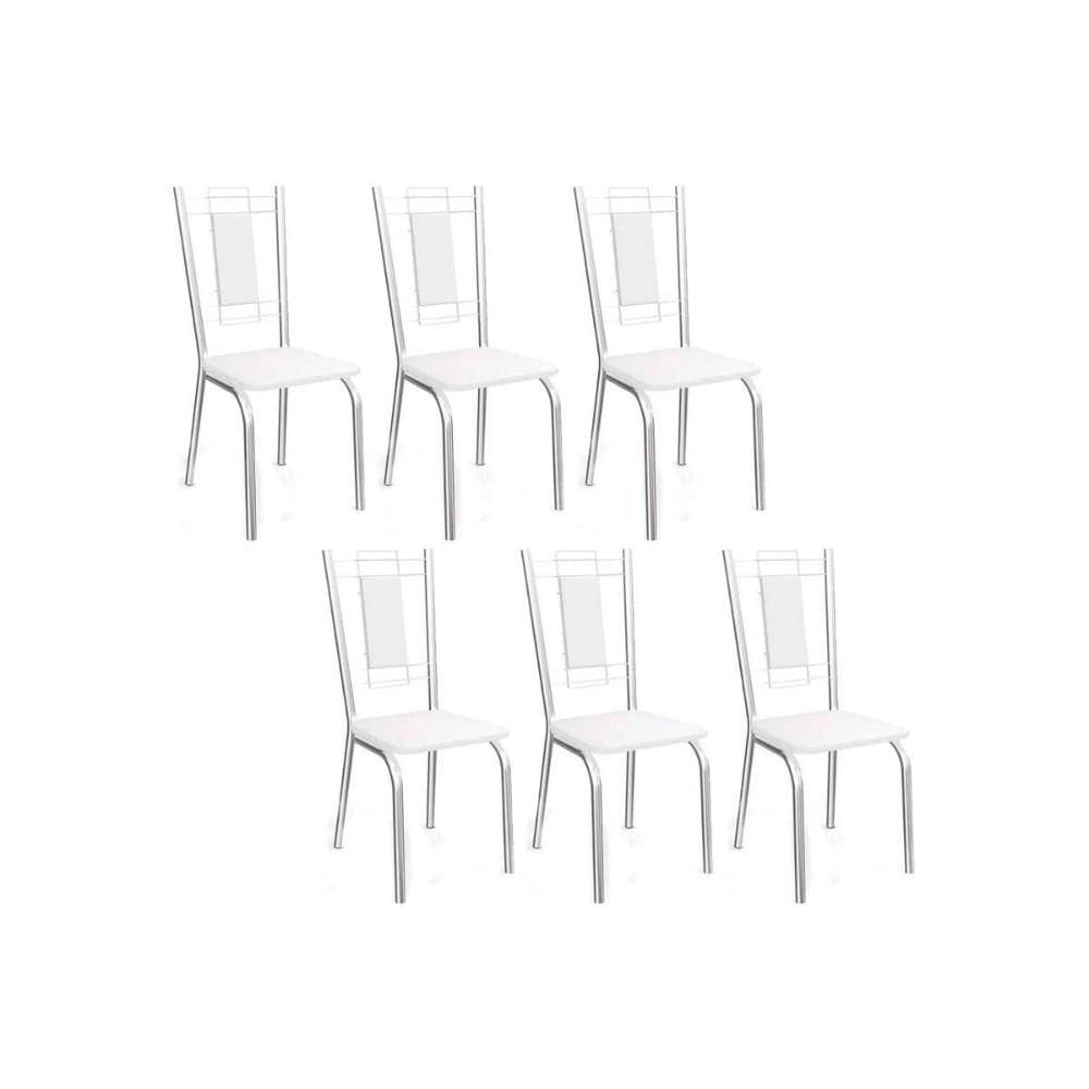Cadeira de Cozinha Florença 2C005 Aço Kit 6 Uni Cromada/Branco 106 - Kappesberg