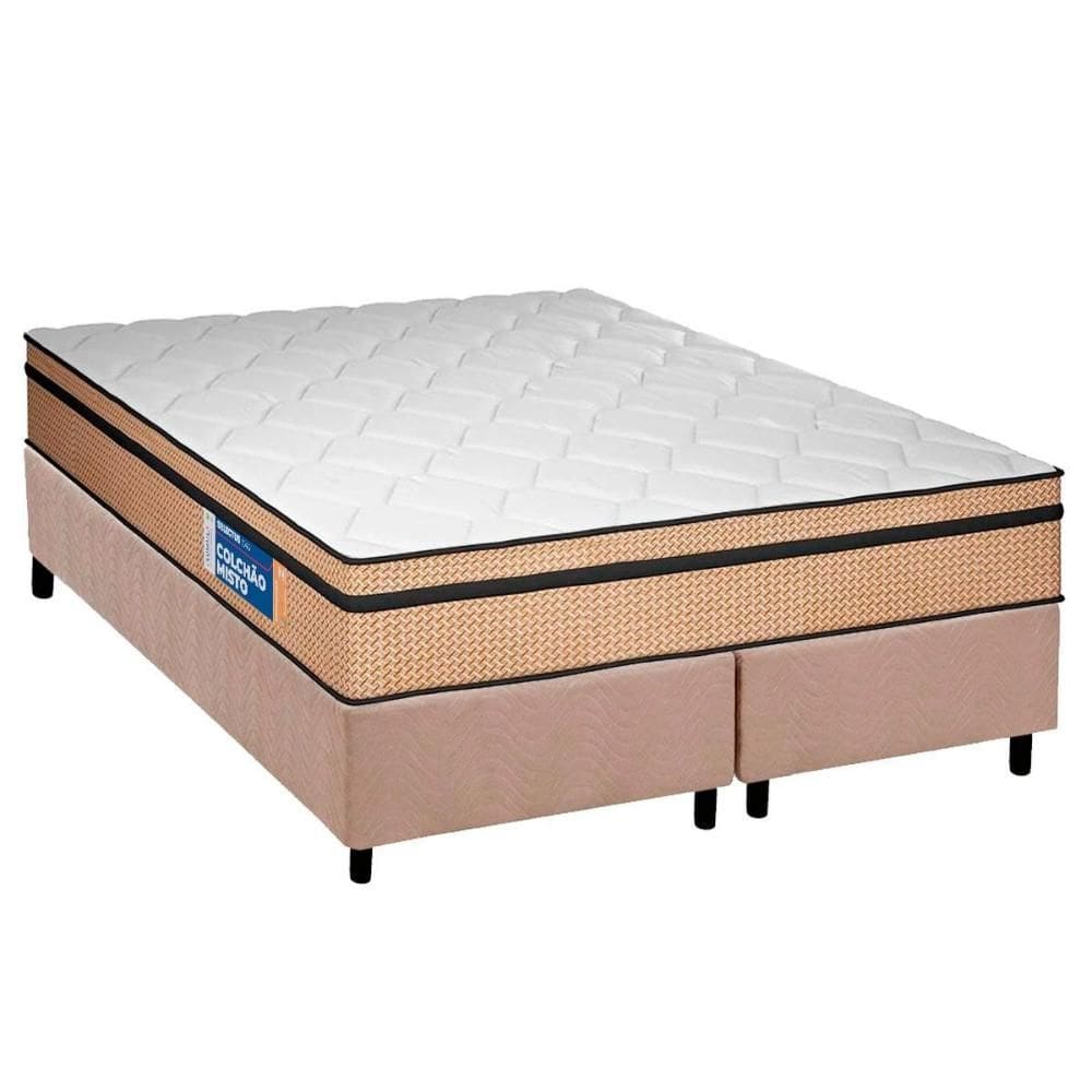 Cama Box Queen: Colchão Ortopédico Plumatex D45 Selectus + Base CRC Suede Clean (158x198)