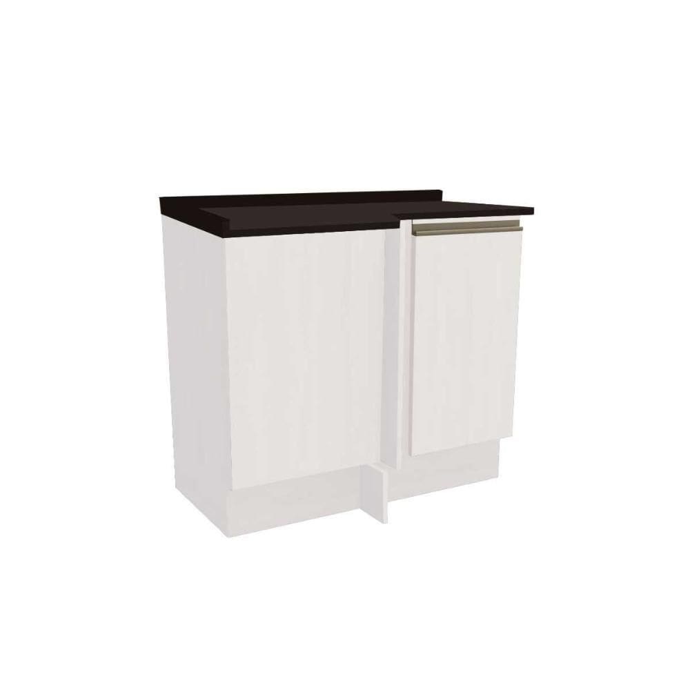 Balcão de Cozinha Maxxi G748 Canto Reto 1 Porta c/Tampo 80cm Branco/Preto - Kappesberg