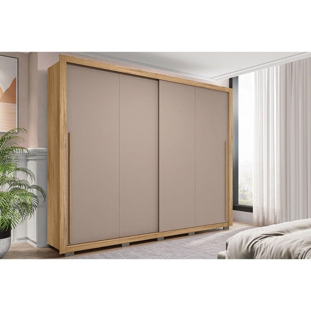 Guarda Roupa 2 Portas de Correr e 4 Gavetas Praticus Buriti/Fendi - Caemmun