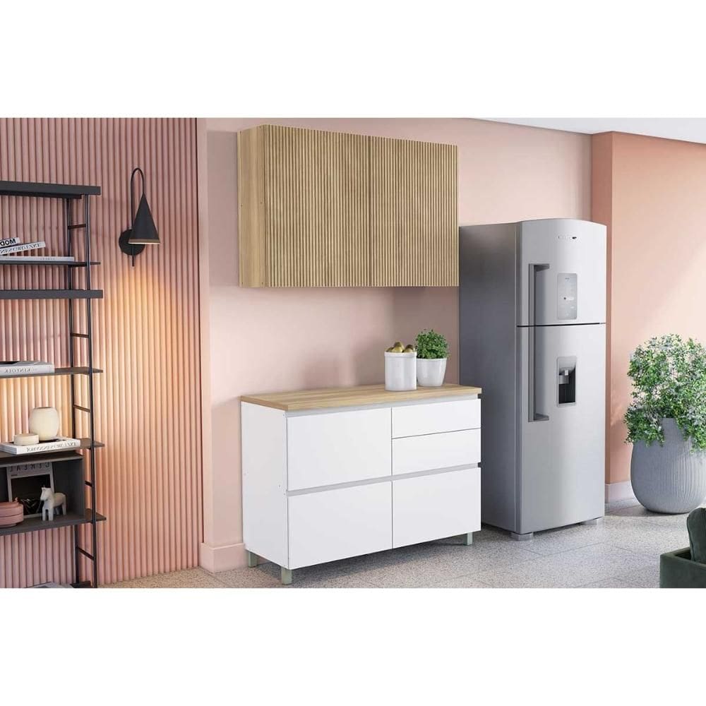 Cozinha Modulada Nesher Rainha 2 Peças (1Aéreo+1Balcão) C2P44 Branca/Nature-Nesher