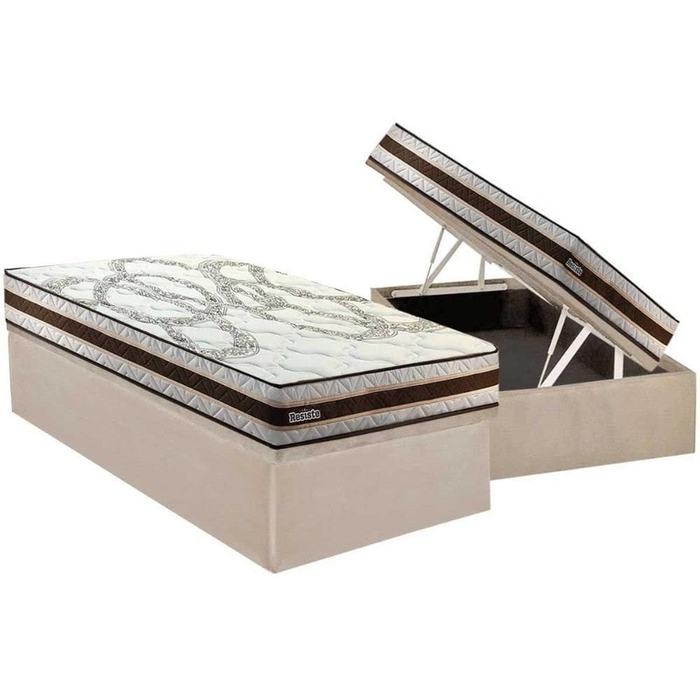 Conjunto Box Baú Solteiro: Colchão Molas Paropas D45 Resiste Hotel DouFace + Base CRC Suede Clean (88x188)