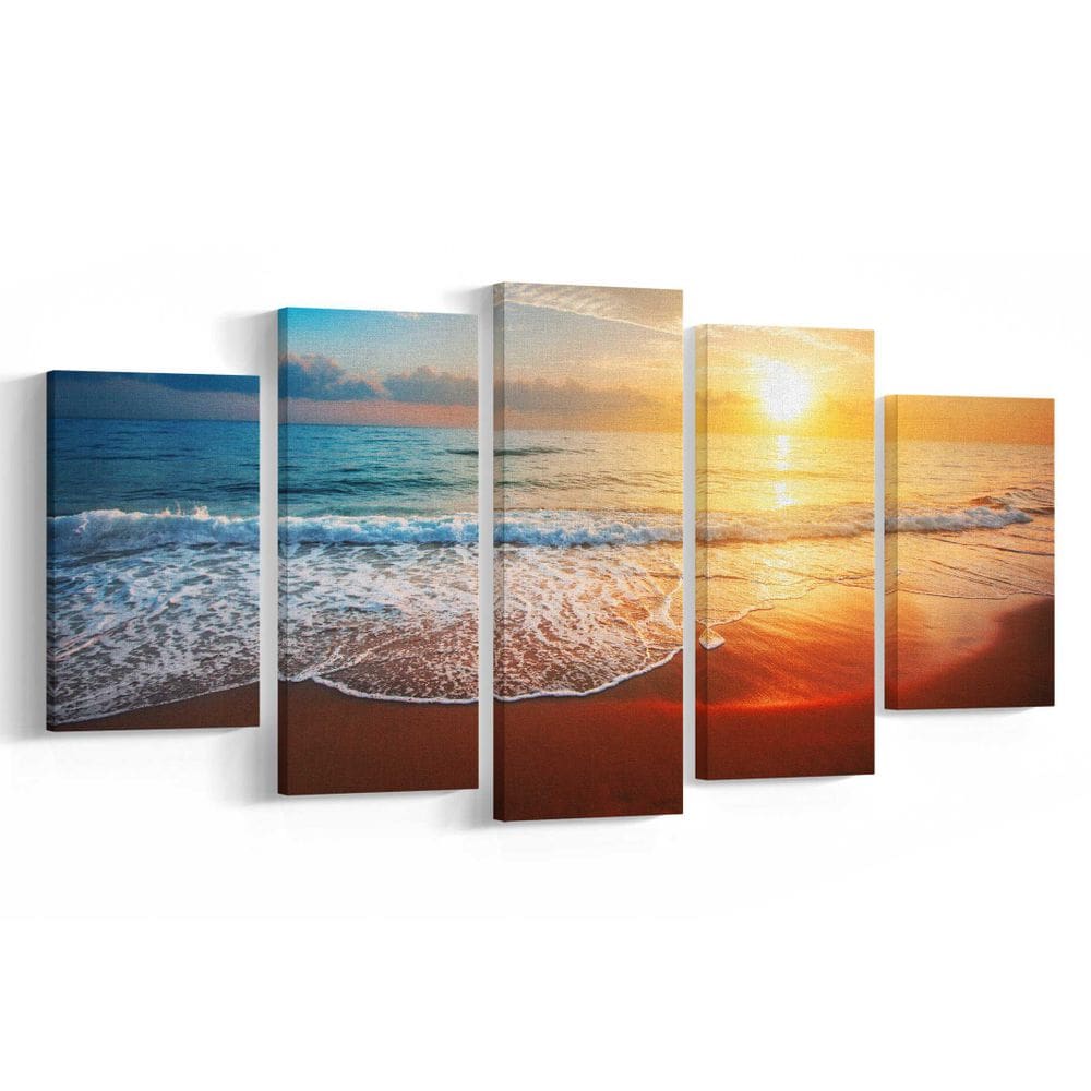 Quadro Decorativo Praia Por Do Sol Para Sala E Quarto