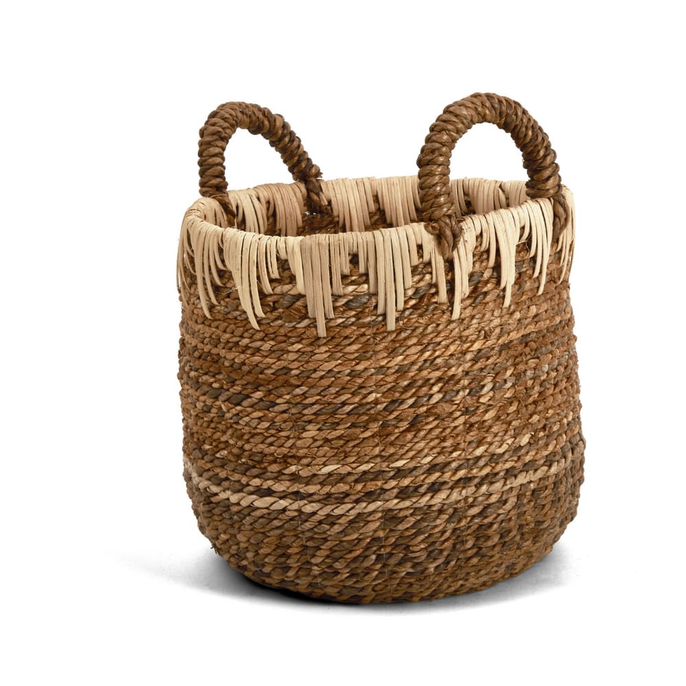 Cesto Organizador Redondo Em Fibra Natural Com Alça Mart 33x35cm