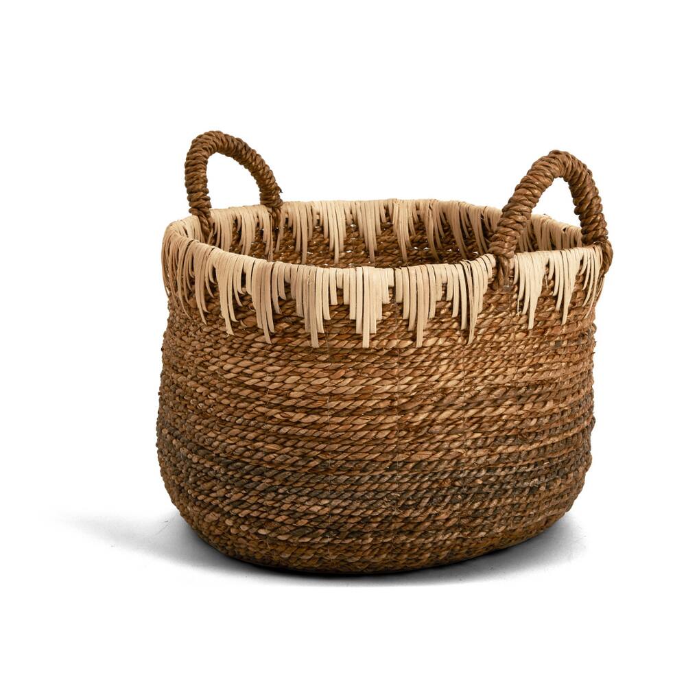 Cesto Organizador Redondo Em Fibra Natural Com Alça Mart 46x37cm