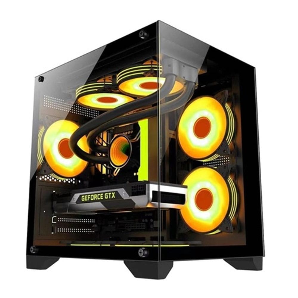 Gabinete Gamer Aquário Com 4 Fans Inclusas Para Water Cooler Rgb Tampa Vidro - GB1790